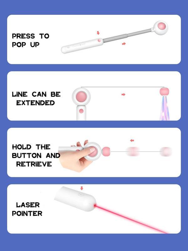 Retractable Laser Cat Stick Toys Cat Toy BallsKitten Playing Cat Laser Teaser Wand ABS PPMaterial Safe And None Toxic, Universalinteractive Toy