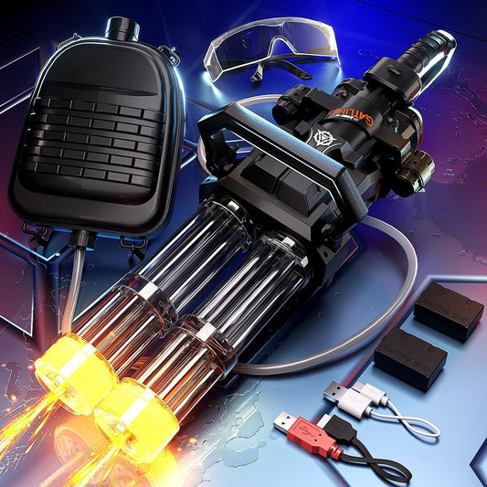 Double-barreled Gatling Water Gun Black New Cool Blue Version Toy