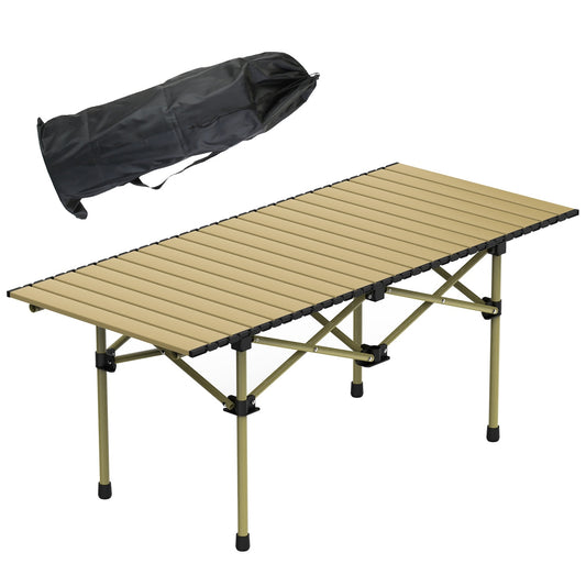 1Pc S Or L Size Options Folding Camping Table Portable Lightweight Carbon Steel Roll-up Picnic BBQ Desk With Carry Bag Heavy Duty For Outdoor Beach Backyard Party Patio Camping Hiking BBQ Picnic