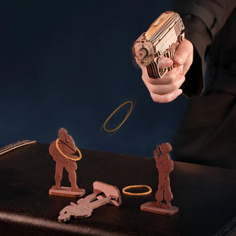 ROKR Mini Gun Toy Wooden 3D Puzzle, Only Supports TK And Independent Sites