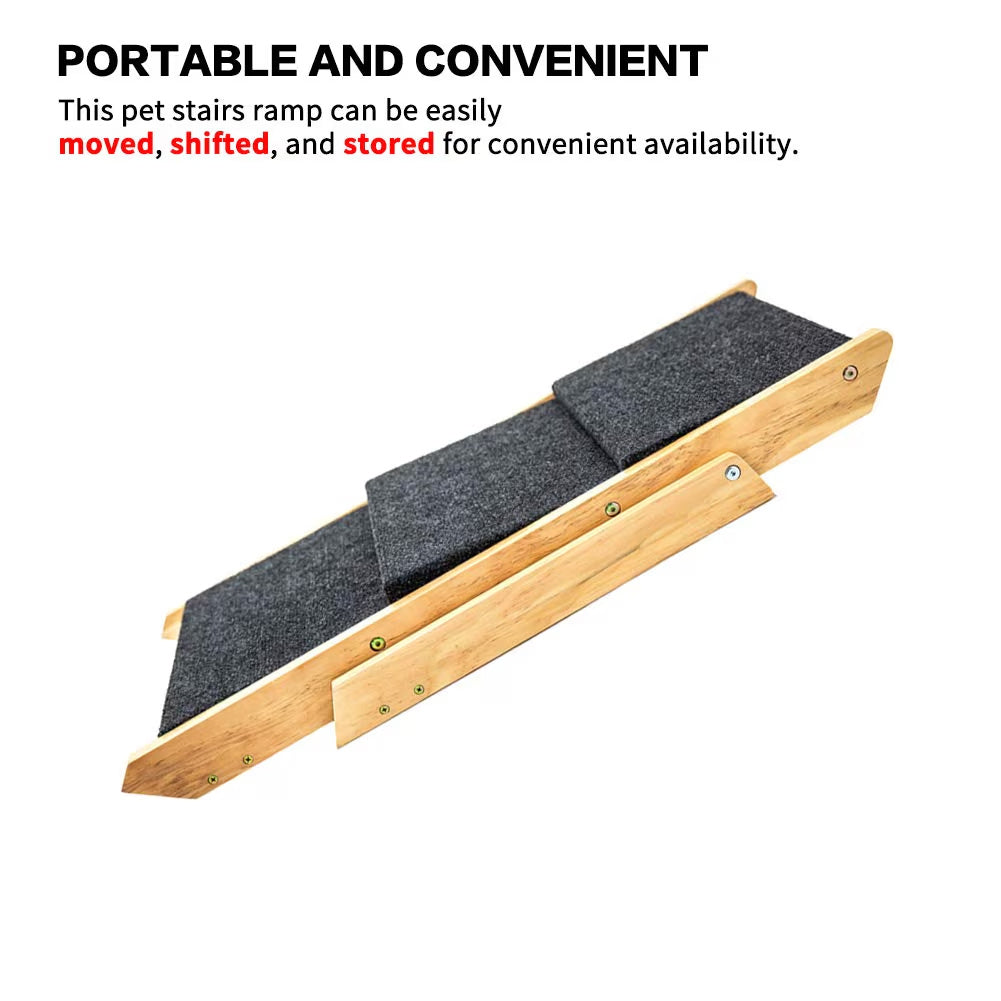 Wood Pet Stairs Pet Steps Foldable 3 Levels Dog Stairs Ramp Perfect For Beds And Cars Portable Dog Cat Ladder Up To 110 Pounds