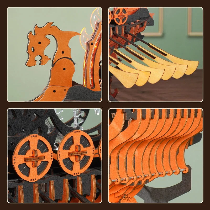 ROKR Viking Dragon Ship Mechanical 3D Wooden Puzzle, Only Supports TK And Independent Website Platforms