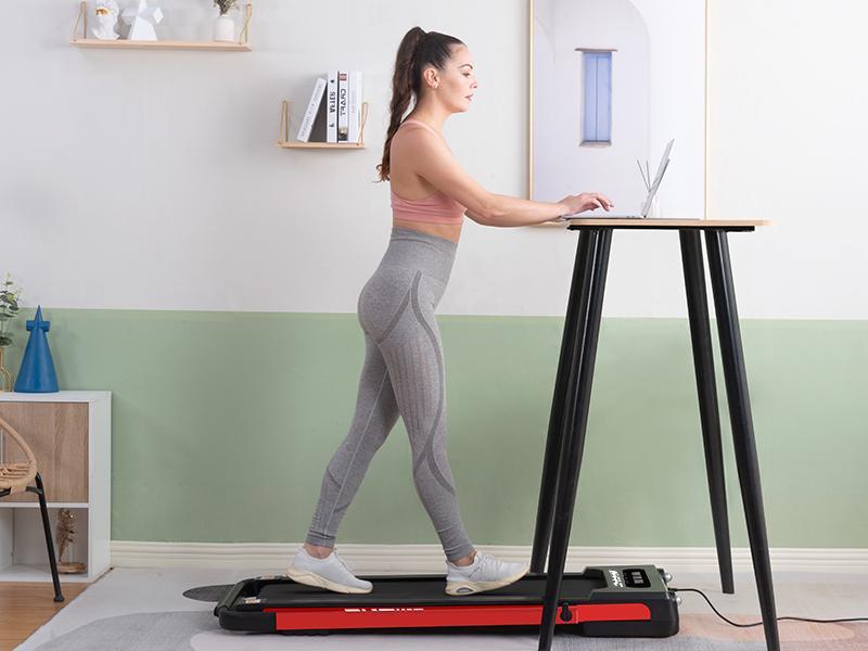Walking Machine Under Desk Treadmill With Armrests 2.5 HP Foldable 300 Lbs Weight Capacity 15 Wide Running Belt Remote Control LED Display Suitable For Home And Office 12 Preset Programs