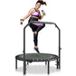 Foldable Mini Trampoline  40 Inch Fitness Rebounder  Max Load 330lbs Exercise Trampoline, Stable & Quiet Trampoline With 4 Level Height Adjustable Foam Handle, For Adults Indoor-Garden Workout
