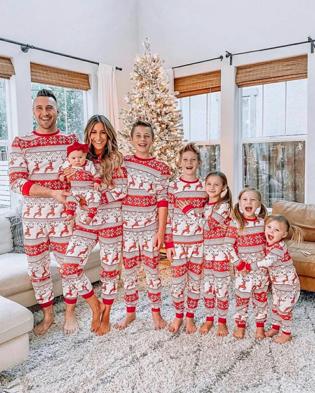 Cotton Blend European And American Parent-child Clothing Home Wear Christmas Pajamas Fall Family Set