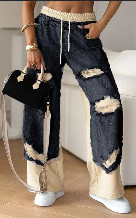 Personality Ripped Washed Loose Skinny Jeans