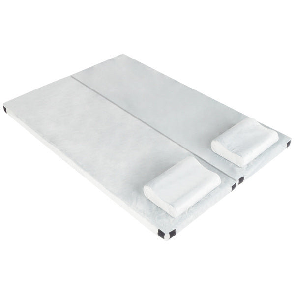 75 X 25 X 3in Memory Foam Short Plush Bed Grey Camping Mattress With Storage Bag With Pillow