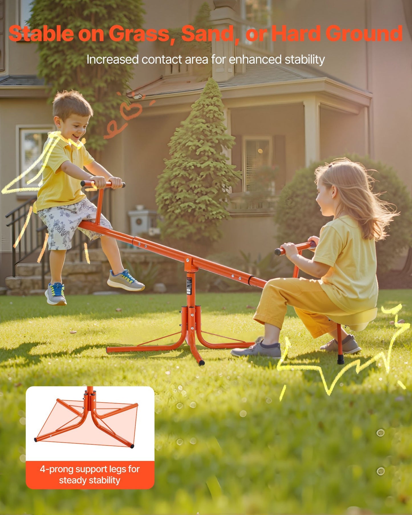 Kids Seesaw 100 Lbs Capacity Swiveling 360 Degrees Rotating Teeter Totter