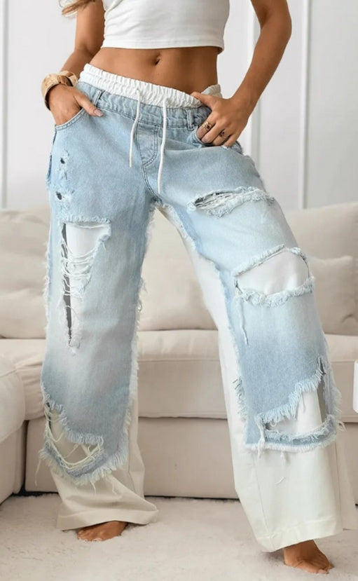 Personality Ripped Washed Loose Skinny Jeans