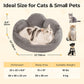 MEWOOFUN Cat Bed And Small Dog Bed, Fluffy Dog Bed Washable Cat Couch Bed, Cute Cat Bed For Indoor Cats, Flower Cat Sofa Bed With Non Slip Bottom, Pet Bed For Puppy And Kitten Grey, 23