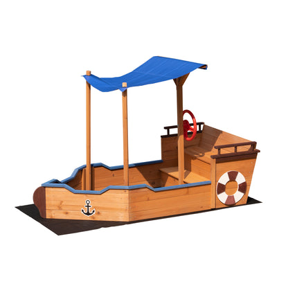 Wooden Sandbox With Storage Platform And Seat For Children Outdoors