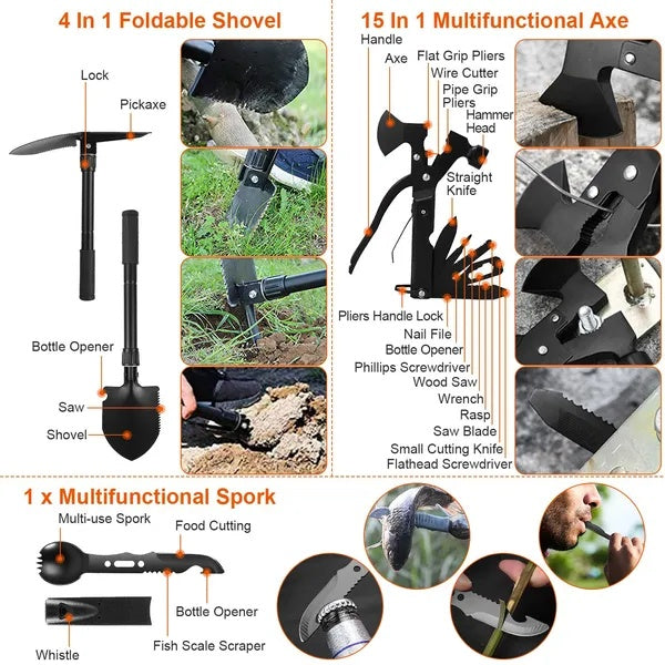 121Pcs Survival Kits Professional Emergency Survival Gear Tactical First Aid Kit Supplies For Outdoor Adventure Camping Hiking Hunting