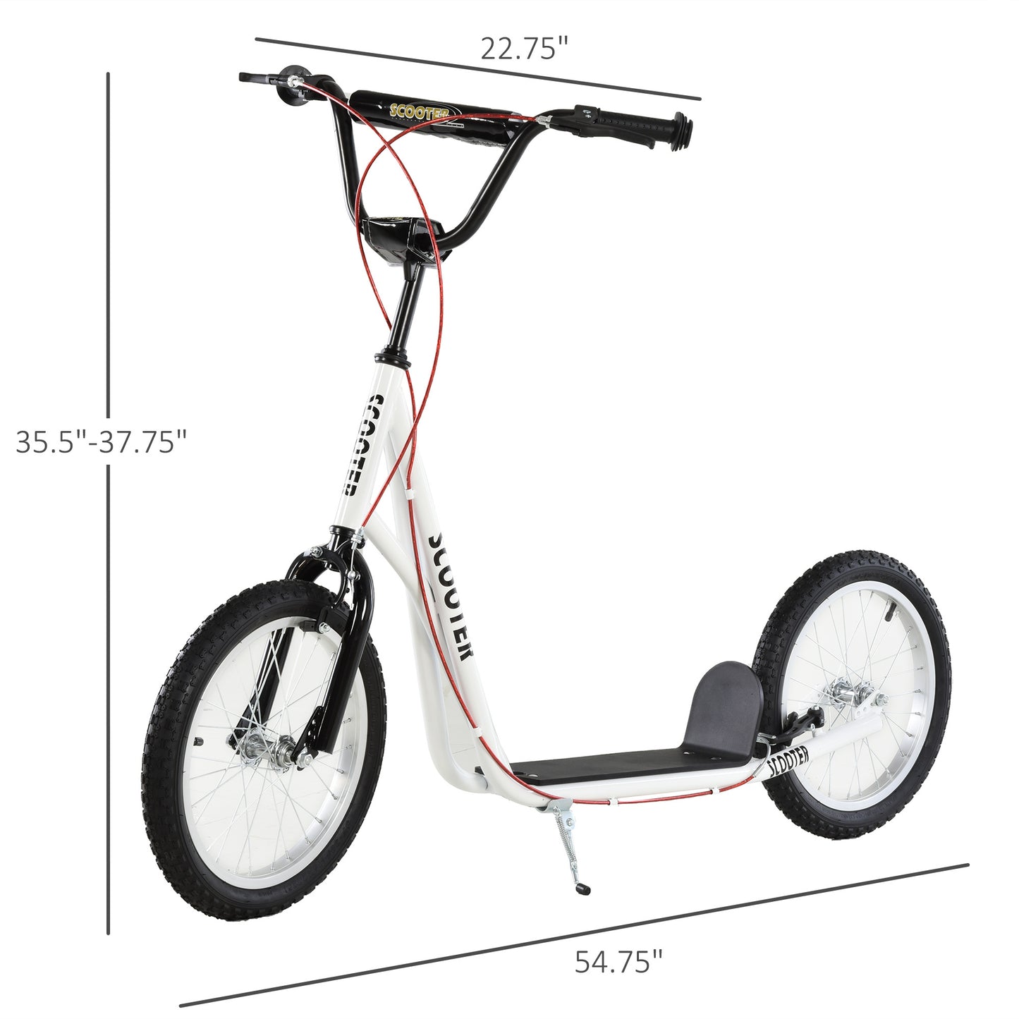 Toddler Scooter, White, Adjustable Handlebar, Kick Scooter For Kids 5,Dual Brakes, Inflatable Wheels