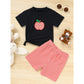 Toddler Baby Boy Back To School Outfit Summer Applique T-Shirt & Red Gingham Shorts Set