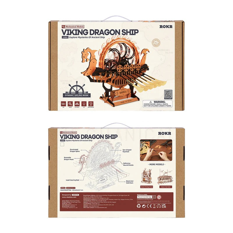 ROKR Viking Dragon Ship Mechanical 3D Wooden Puzzle, Only Supports TK And Independent Website Platforms