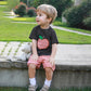 Toddler Baby Boy Back To School Outfit Summer Applique T-Shirt & Red Gingham Shorts Set