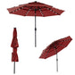 10FT 3-Tier Solar Patio Umbrella With 32 LED Lights, Outdoor Umbrellas With Push Button Tilt And Crank
