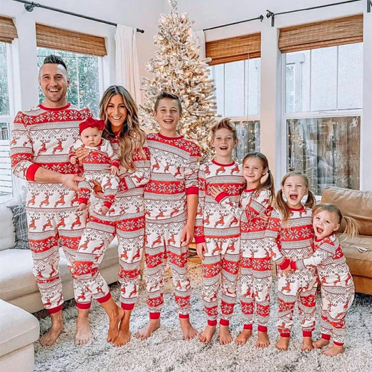 Cotton Blend European And American Parent-child Clothing Home Wear Christmas Pajamas Fall Family Set