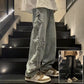 Star Embroidery Straight Casual Men Jeans Gothic Neutral New Wide Leg Loose Hip-hop Fashion Youth Streetwear Denim Trousers Y2K