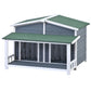 GO 47.2 Large Wooden Dog House Outdoor, Outdoor & Indoor Dog Crate, Cabin Style, With Porch, 2 Doors, Gray And Green