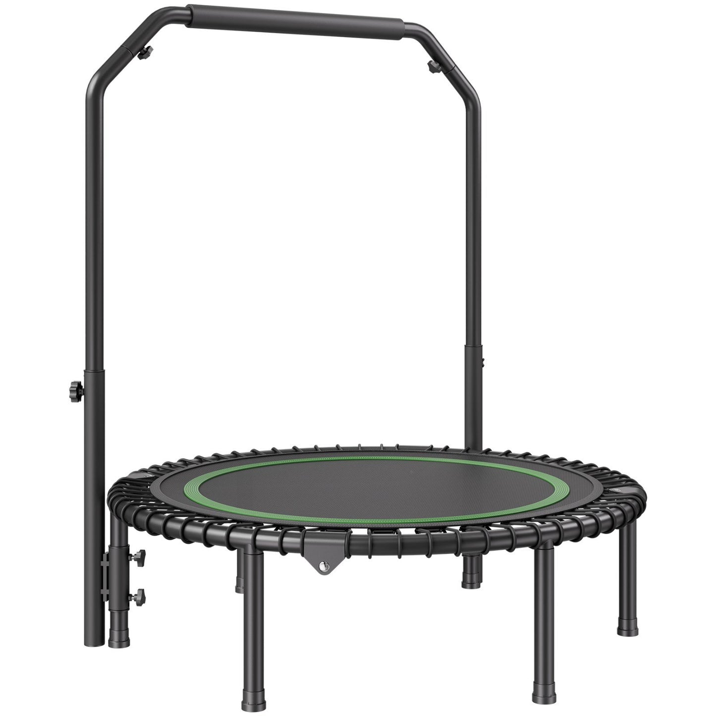 Foldable Mini Trampoline  40 Inch Fitness Rebounder  Max Load 330lbs Exercise Trampoline, Stable & Quiet Trampoline With 4 Level Height Adjustable Foam Handle, For Adults Indoor-Garden Workout
