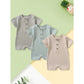 3-Pack Baby Boys One-Piece Romper Set, Long Sleeve Ribbed Button Jumpsuit