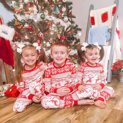 Cotton Blend European And American Parent-child Clothing Home Wear Christmas Pajamas Fall Family Set