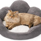 MEWOOFUN Cat Bed And Small Dog Bed, Fluffy Dog Bed Washable Cat Couch Bed, Cute Cat Bed For Indoor Cats, Flower Cat Sofa Bed With Non Slip Bottom, Pet Bed For Puppy And Kitten Grey, 23