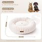 MEWOOFUN Donut Dog Bed For Small Dogs - Calming Round Fluffy Pet Bed With Non-Slip Bottom, Washable Puppy & Kitten Bed 25x25x7 Inch, Cream