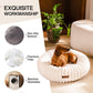 MEWOOFUN Donut Dog Bed For Small Dogs - Calming Round Fluffy Pet Bed With Non-Slip Bottom, Washable Puppy & Kitten Bed 25x25x7 Inch, Cream