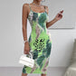 Ladies' Leopard Print Cross Shoulder Strap Backless Dress With A Banquet Vibe, Out Of The Street Fashion Bag Arm Long Skirt